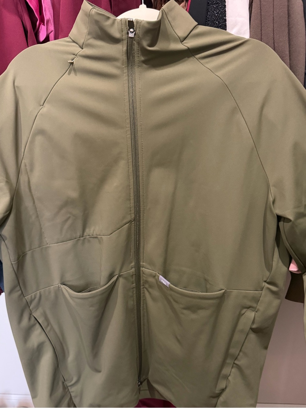 Figs Men's Olive Zip-Front Windbreaker Jacket